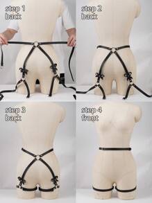 Exclusive To The Queen Of Nightclubs! A Must-Have For Couples On A Night Date Sexy Lingerie Accessories The Gothic Cut-Out Women's Sexy Tight Drawstring, The Agile Tight Hip Bondage Belt Bow Decoration Easily Outlines The Glamorous Hip Line,Sexy Leather Lingerie Thigh Girdle Gothic Bow Decorative Garter Strap Garters