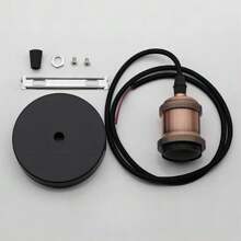 2pcs Vintage Lamp Base & Lamp Holder, Personalized Industrial Style E27 Lamp Base, Aluminum Lamp Holder, Wooden Lamp Holder With Wire, Pendant Light Metal Base