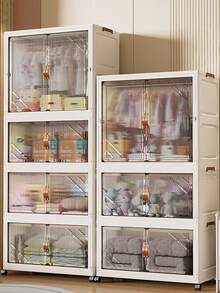 1/2/3/4/5 Drawer Style Storage Chest, Thick Plastic Cabinet, Multi-Layer Nightstand - Transparent - View 2