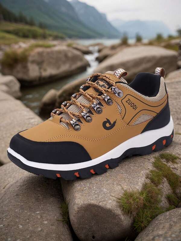 1 par de zapatos deportivos para hombres, zapatos casuales transpirables para mujeres con diseño antideslizante para senderismo y carrera al aire libre de marca