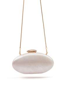 1 pieza Bolso de noche de mujer de acrílico con efecto de mármol blanco con perlas falsas, bolso bandolera con cadena dorada desmontable para bodas, fiestas, vacaciones y regalos, bolso de mano para bodas