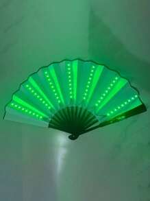 Abanico plegable LED con luz para fiesta, grande, de mano, de colores brillantes, sin baterías incluidas, para regalo, presentación, boda, cumpleaños, decoración del hogar, discoteca, accesorios fluorescentes, cosplay, que brilla en la oscuridad