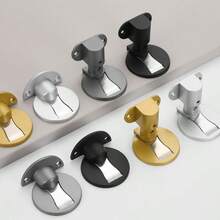 1pc/2pcs No-Drill Anti-Collision Magnetic Zinc Alloy Door Stopper, Invisible Door Holder, Floor-Standing, No Nailing Door Stop
