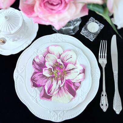 20 قطعة/مجموعة مناديل ورقية ورق للطعام مطبوع بنقشات نباتية لحفلات العودة إلى المدرسة وعيد الحب