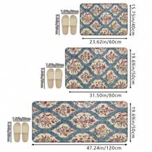 1pc Vintage Floral & Plant Printed Doormat, Soft Anti-Slip Absorbent Washable Kitchen Floor Mat, Low Pile Rectangular Household Decorative Carpet For Bathroom, Bedroom, Kitchen, Laundry Room