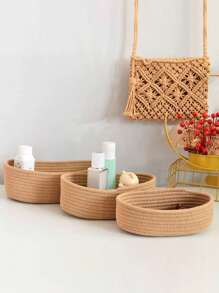 Boat-Shaped Basket, Storage Box, Desktop Clutter Storage Basket, Storage Basket, Oval Hand-Woven Basket