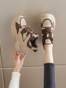 Sneakers For Women With 8cm Platform, Vintage Style, Hidden Elevator Shoes To Elongate Legs, Comfortable & Versatile, Ideal For Petite Women - Brown - View 4