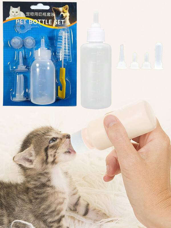 Pet Milk Feeding Bottle With Scale, Newborn Puppy Small Breast Feeder Soft Little Pet Nipple, Kitten Feeding Bottle, Pet Care Supplies. Newborn Pets, Cats, Dogs, Rabbits, Birds