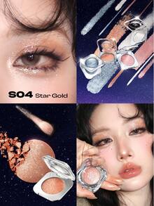 COLORKEY Diamond Mono Eyeshadow, Highly Pigmented Glitter Mono Eyeshadow, Pearlescent Fine Shimmer Single Eye Shadow, Long Lasting Smooth Blendable Quick-Dry Eye Brightening Makeup, High Shine Finish Non-Fading Creamy Powder, Y2K Fancy Makeup For Women Girls Spring Summer, Birthday Mother's Day Gift Rave Party Ready - 04 Star Gold - 查看 5