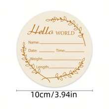 1 pieza Placa de madera de anuncio de nacimiento para adolescentes con elegante pancarta "Hola mundo", ideal como regalo para el baby shower del adolescente y recuerdo, decoración multifuncional para el escritorio de la oficina, tarjeta de hito, cartel de hito de nacimiento de madera, fotografía de hito - color madera - Ver 9