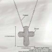 1 Pc Luxury Simple Cubic Zirconia Bubble Cross Necklace, Exquisite Gold Cross Necklace Clavicle Chain, Suitable For Women/Girls Daily Wear