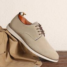 Men's Casual Lace-Up Suede Oxford Sneakers – Lightweight Soft Sole Dress Shoes For Work & Daily Wear