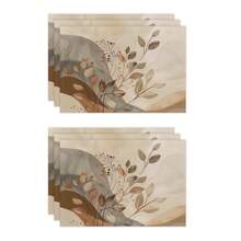 1pc/4pcs/6pcs Everyday Decor Placemats, Floral Leaf Linen Placemats, Stain Resistant Placemats, Suitable For Home, Dining Room And Restaurant, Tabletop Decoration, Home Goods