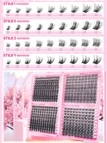 Juego de extensiones de pestañas DIY con 1216 piezas/440 piezas/392 piezas/384 piezas/120 piezas/72 piezas de mechones de pestañas individuales en forma de D de colores variados, de 9-18 mm de ancho, de aspecto natural, denso, resistente al agua y súper ligero. Para uso en casa o en movimiento para la vida diaria, fiestas, viajes, festivales de música y el Día de la Madre.
