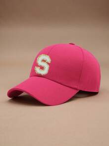 1pc Kids Black 26 Letter Baseball Cap, Gold Thread Embroidered R Design, Adjustable Snapback, Fashionable Sun Hat For Boys & Girls - Rose Red - View 41