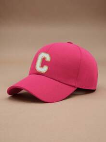 1pc Kids Black 26 Letter Baseball Cap, Gold Thread Embroidered R Design, Adjustable Snapback, Fashionable Sun Hat For Boys & Girls - Rose Red - View 25