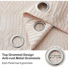 Beige And Black% Blackout Geometric Pattern Curtains, 52 Inch Wide 96 Inches Long 2 Panels, Thermal Insulated Noise Reducing Anti-Rust Grommet Drapes Bedroom Living Room,, Modern Style, Energy-Efficient - 沙與銀 - 查看 7