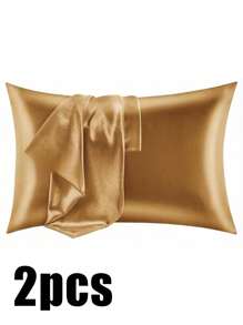Luxurious Silky Soft Pillowcase - Breathable Skin-Friendly Cool Feel, Solid Color With Envelope Closure - Machine Washable Bedding Washed Silk Pillowcase Single Ice Silk Satin Silk Faux Silk Pillowcase Christmas Gift