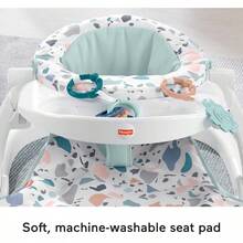 Portable Lightweight Baby Chair With Tray And 2 Engaging Toys Comfortable Floor Seat In Pacific Pebble Color Ideal For Playtime