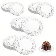 100/200/300 piezas Manteles individuales de papel, manteles individuales redondos, manteles individuales de encaje blanco de varios tamaños, manteles individuales para decoración de utensilios de pastel (tamaño pequeño)