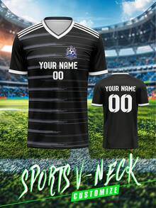 2025 Custom Your Own Jersey, Breathable Quick-Dry 210g Unisex V-Neck Sports Team/Club Training Shirt, Front & Back Printed Name, Number, Logo For Everyday Casual, Party, Comfortable Fit, Spring/Summer