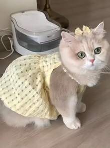 1pc High-Quality Pet Dress, PrincessStyle Light Fabric, Yellow DaisyOmbre Tutu Dress For Cats & SmalBreed Dogs, New Spring/SummerArrival