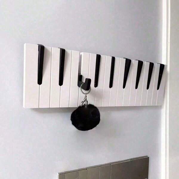 1pc Creative Piano Decor Wall Hook, Bedroom Entryway Hanging Coat Rack, No-Drill Wall Hanger