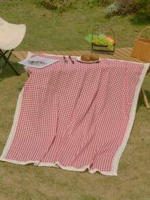 1pc Red Plaid Picnic Mat, American Country Chic Decor Tablecloth For Living Room, Coffee Table, TV Stand, Holiday Party, Birthday, Afternoon Tea, Photography Backdrop, Everyday Use - Multicolor - View 3