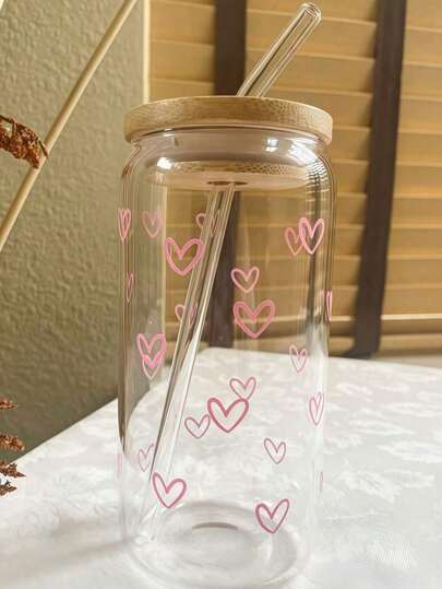 Glass Coffee Cup With Bamboo Lid And Straw, Reusable, Cold And Heat Insulation,Summer Outdoor, Suitable For Offices And Schools, For Coffee, Tea, Beer, Juice, Hot And Cold Drinks, Smoothies, Etc. Suitable For Parties, Festivals, Thanksgiving, Teachers' Day, Halloween, Christmas, Festival Gifts, For Mom, Lover, Boyfriend And Girlfriend Best Friend, A Gift For The Bride. Coffee Cup, Mug, Water Bottle,BirthdayParties,Room Decor, Home Decor.