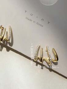 1 Pair Fashionable Personalized Metal 4-Claw Earrings, Suitable For Women's Daily Wear In Spring/Summer