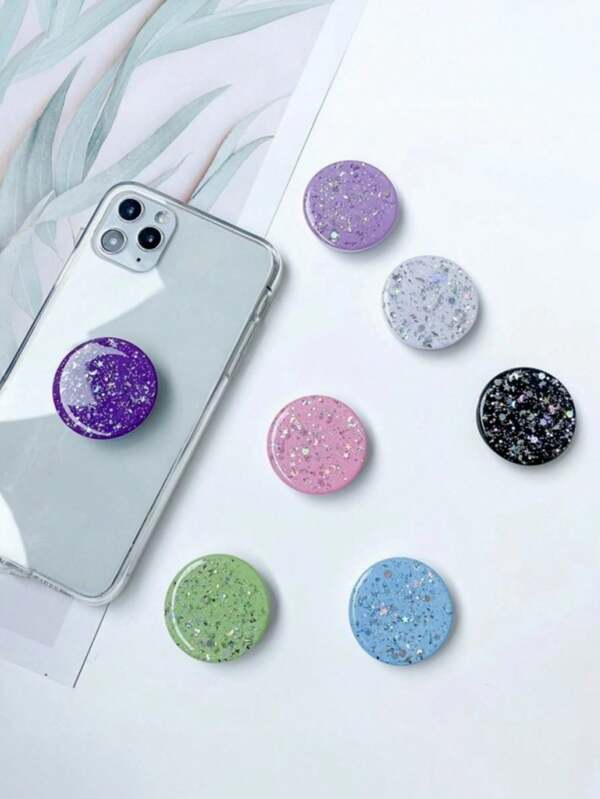1/2 Pezzi di supporto per telefono universale creativo semplice con cielo stellato, adesivo pieghevole con glitter a forma di cuore, adatto per qualsiasi modello di telefono, compatibile con e Android, regalo per compleanni, famiglia e amici, impugnatura per telefono, supporto per telefono, accessori per telefono