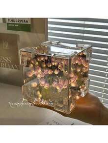DIY Tulip Cube Mirror Lamp, With Over 30 Tulip Night Lights, Handmade, Like A Magic Lamp, Can Be Placed On Bedroom Or Living Room Desk, A Birthday Gift For Mom, Lover Or Friend, Also A Great Christmas Gift (DIY, Not A Finished Product) - Multicolor - View 5