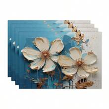 1pc/4pcs/6pcs Decorative Placemats, Watercolor Peony Linen Placemats, Easy To Clean, Suitable For Home, Restaurant, Dining Table Decor, Household Items