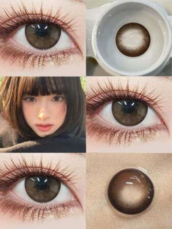 1 par de lentes de contacto con lente marrón, lentes cosméticos desechables anuales, lentes coreanos, adecuados para citas diarias o festivales, lentes cómodas y naturales para disfraces de Halloween y cosplay