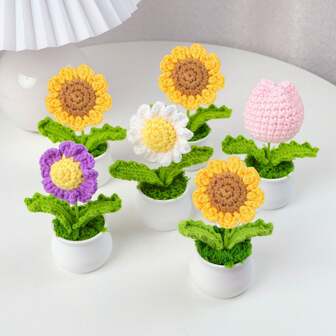 1 件手工钩针向日葵、雏菊人造花、假花装饰，适用于桌面、墙壁、生日、周年纪念、母亲节、圣诞节、活动、情人节礼物、秋季装饰、秋季