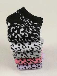 10 Pairs Leopard Print Women Invisible Socks, Breathable Sports Casual Socks, Suitable For All Seasons