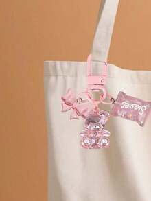 Colgante de oso rosa, mariposa y caramelo, dije con forma de corazón para accesorios de teléfono - Llavero colgante de oso de caramelo, se puede colgar en bolsos, llaves - Gran regalo para compañeros de clase y amigos, mini realista, estilo minimalista, perfecto para bodas y fiestas, o se puede colgar en bolsos de mujer, llaveros - Rosa - Ver 10