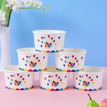 10/24pcs Disposable Ice Cream Cups, Disposable Birthday Party Supplies, Ice Cream Cups, Cake Cups, Ice Cream Paper Bowls, Popcorn Cups, Suitable For Parties, Gatherings, Birthdays, Picnics - Multicolor - View 4