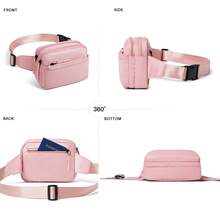 LATMAP Bumbags For Ladies,Gym Bag Women,Fanny Pack For Women Small Fashion Waist Packs Nylon Cross Body Bag Women Waterproof Money Belts For Travel Sports,Back To School Season Essentials & Holiday Essentials - Pink - View 10
