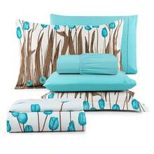 100% Cotton Queen And Double Bedspread + Sheet 6 Pieces - TULIP TIFF - View 1