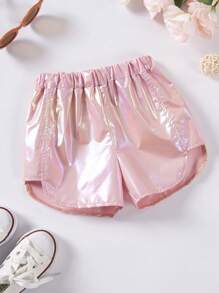 1 buc. Pantaloni scurți drăguți iridescenți pentru fete, îmbrăcăminte de vară la modă pentru copii