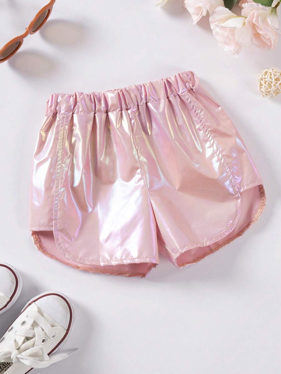 1 buc. Pantaloni scurți drăguți iridescenți pentru fete, îmbrăcăminte de vară la modă pentru copii