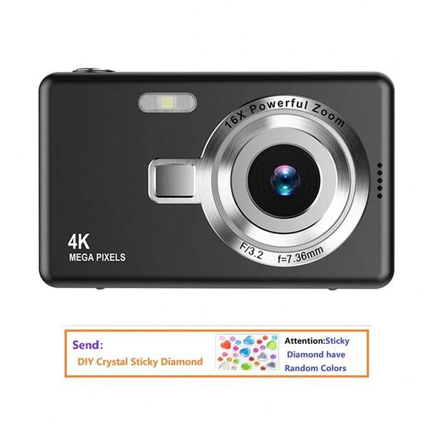 Digital Cameras New Muti Color 16X Zoom 2.4-Inch Hd Screen Pixels Video Creative Compact Digital Cameras For Students Use CCD Camera Free DIY Crystal Stickers
