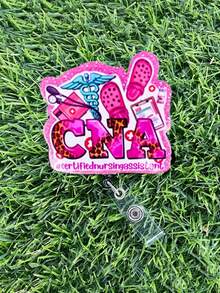 Pink Cna Glitter Acrylic Retractable Badge Reel With Clip Id Badge Holder Badge Reel - Durable Acrylic Id Holder,Slim Waterproof Card Case, Can Put Your Id Card, Work Id Card, Bus Card, Student Id Card, Back To School Id Card Protector,Mom/Dad Gift Card Organizer,Celebrity Card, Which Is Very Suitable As A Gift For Teachers, Students, Doctors, Nurses,Mother's Day Gifts, Teacher Gifts - Rose Red - View 6