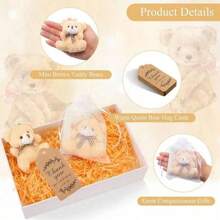 Babyparty Gastgeschenke, mini Plüsch Bär Schlüsselanhänger mit Dankeskarten in Organzabeutel mit Bindfaden für Baby-, Braut-Babyparty, Hochzeitsfeier Gastgeschenke