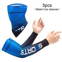 3pcs Gradient Color Ice Silk Arm Sleeves With Thumb Hole - Windproof, Sun Protection, Quick-Dry, Breathable Polyester For Cycling, Running, Hiking, Fishing & Outdoor Sports