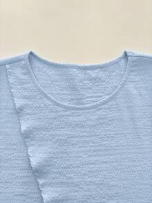 2Pcs Casual Solid Light - Blue Wrap Top And Shorts Set, Spring/Summer Outfit For Women, Ideal For Relaxing Vacations - Blue - View 4