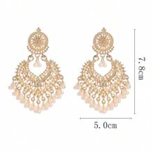 1pair Glamorous Zinc Alloy Faux Pearl Drop Earrings Tassel Drop Earrings For Women For Daily Decoration
