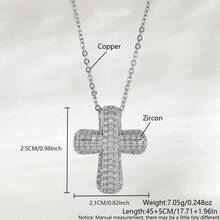 1 Pc Luxury Simple Cubic Zirconia Bubble Cross Necklace, Exquisite Gold Cross Necklace Clavicle Chain, Suitable For Women/Girls Daily Wear