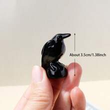 1PC Obsidian Crow Figurine Natural Gemstone Crystal Crafts Healing Energy Stone Halloween Home Decoration Holy Lucky Gift